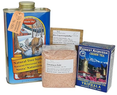 Neera Zitronensaftkur I 1L Baumsirup + Cayenne-Pfeffer + Salz + Ayurveda Tee I Nahrungsersatz für 5-7 Tage Fastenkur inkl. Anleitung I natürliches Detox-Getränk vegan & ohne Zusatzstoffe