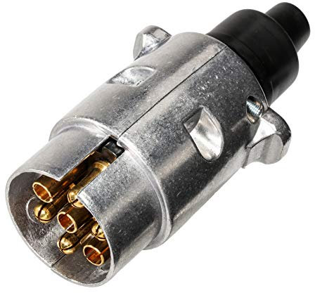 SmartSpec 7 Pin Trailer Plug - 7 Pole Round Pin Trailer Wiring Connector for Towing