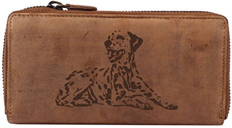 Greenburry Vintage Geldbeutel Leder-Portemonnaie mit Hunde Motiv Dalmatiner