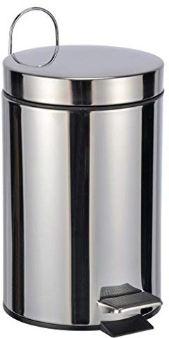 Bambelaa!. Pattumiera a pedale, circa 3 l, in acciaio inox, per bagno, WC, colore: argento