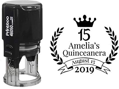 Printtoo Rundes personalisiertes Selbstfarben quinceanera Benutzerdefinierte Stempel Brauch Stempel - 50 mm Durchmesser