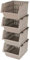 Cestas Apilables de Plástico, Frutero, Verdulero,4 estantes, Almacenaje, Organizador (Beige)