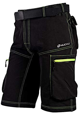 NUCKILY Herren Mountainbike Radhose Cargo Fahrrad Loose Fit Leichte Hose Schnell Trocknend Atmungsaktiv Baggy No Padding MTB Shorts für Outdoor Radfahren Laufen Gym Training Reiten