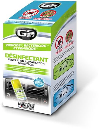 GS27 - Désinfectant Climatisation Voiture - Assainit la Ventilation et l'Habitacle - Parfum Voiture Neuve