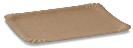 BIOZOYG Assiette en carton carrée 250 pièces I Assiette à snack de couleur naturelle biodégradable I Bol en papier à frites 16 x 23 cm rectangulaire