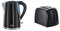 Russell Hobbs Mode Kettle 21400 - Black & 21641 Textures 2-Slice Toaster, 700-850 W, Black