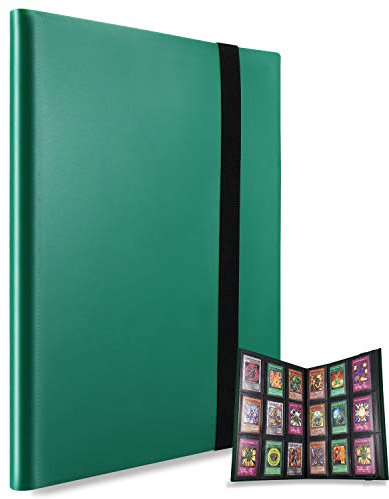 MUROAD Premium 9 Pocket Sammelalbum, Sammelkartenalben mit 360 Kartenkapazität, Kartenhalter für Pokemon, YuGiOh usw (Grün)