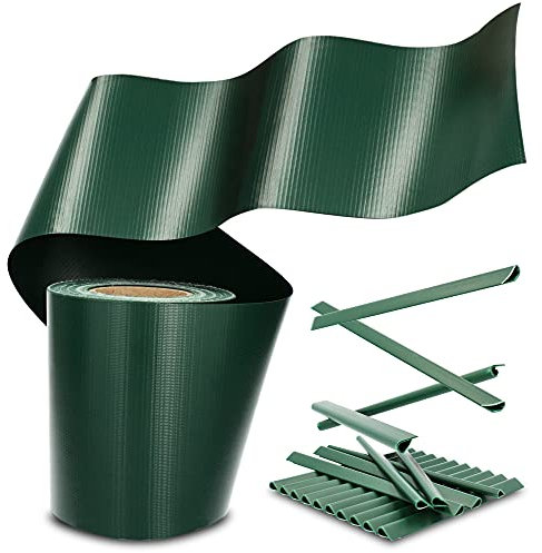 Medas Professional PVC Sichtschutzstreifen Zaunsichtschutz 35 m x 19 cm Grün + 20 Befestigungsclips GRATIS | Doppelstabmattenzaun Zaunfolie Blickdicht Windschutz Zaun Sichtschutz Rolle Gartenzaun