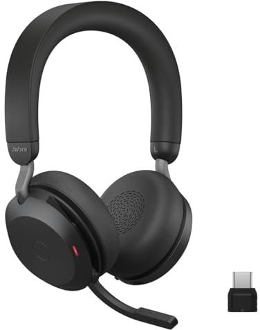 Jabra Evolve2 75 PC Wireless Headset mit 8-Mikrofon-Technologie - Dual Foam Stereo Kopfhörer mit fortschrittlicher aktiver Geräuschunterdrückung, USB-C Bluetooth Adapter und MS Teams-Kompatibilität -