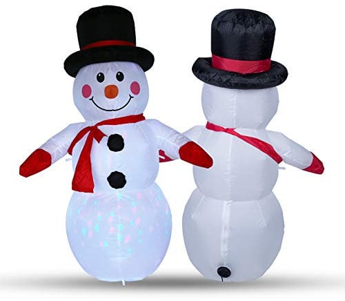 Uten Inflatable Snowman Christmas Decoration Outdoor Indoor with Rotating LED Light Up Home Garden Lawn Yard Party 4Ft