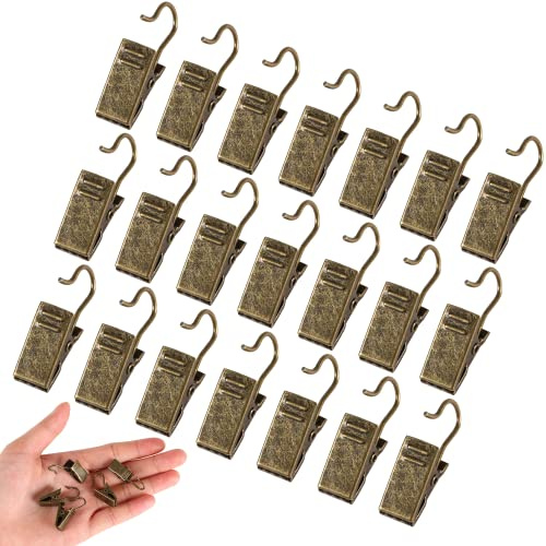 JANYUN 30 Pack Mini Bronze Curtain Clips Heavy-Duty Hook Clip Set for Photos Home Decoration Art Craft Display