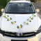 Autoschmuck Hochzeit Motorhaube Saugnapf, Hochzeitsdeko Auto Blumen, Deko Hochzeitsauto Vintage, Auto Hochzeitsschmuck Set mit Autoschleifen Spiegel Blumenstrauß Kunstblumen Rosen Tüll (Weiß-Beige)