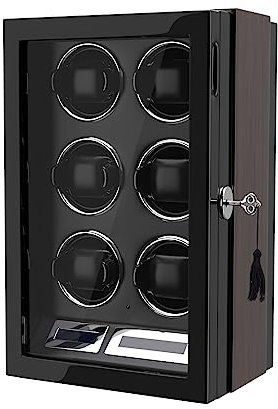 XTELARY Uhrenbeweger, Automatik Uhrenbeweger für 6/9 Uhren mit LCD-Bildschirm und Fernbedienung, Tastensperre zum Entriegeln, LED-Beleuchtung, Ausgestattet mit leisem Motor