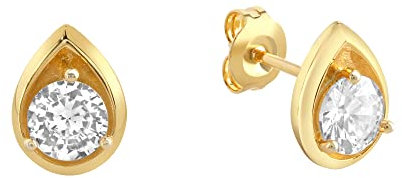 Zeeme Basic Damen Ohrstecker 925/- Sterling Silber 1,1cm Glänzend Zirkonia gelb 360221878-1
