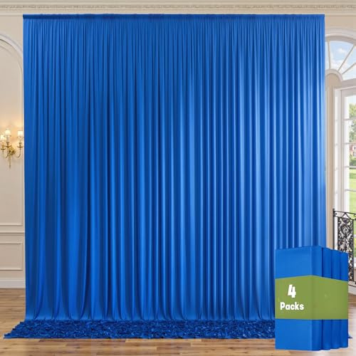20ft x 10ft Royal Blue Backdrop Curtains for Parties, 4 Panels 5x10ft Wrinkle Free Silky Polyester Photo Backdrop Drapes Background for Birthday Graduation Photography Party Decorations