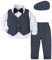 mintgreen Baby Anzug Junge, Hochzeit Taufe Smoking Gentleman Outfits mit Kappe, Marineblau Kariert, 18-24 Monate, 90