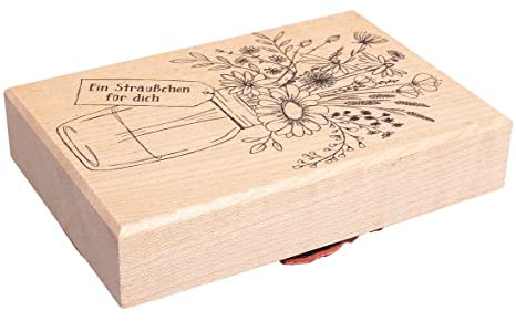 Rayher Stempel Holz Ein Sträußchen für dich, 7 x 10 cm, Holzstempel zum Gestalten von Karten, Umschlägen, Geschenken, Motivstempel, Butterer Stempel 29249000