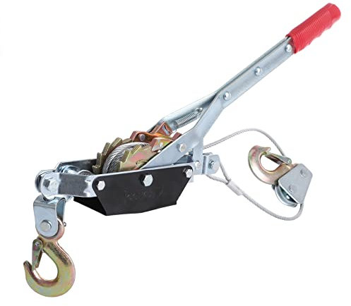 CarBole Cabestrante Manuale 2T (2000KG) con Mango Remachado,5mm x 2.3m,Polipasto manual de palanca con dos Ganchos de Carga y Poleas de Seguridad,Para Manipulación de Objetos Pesados
