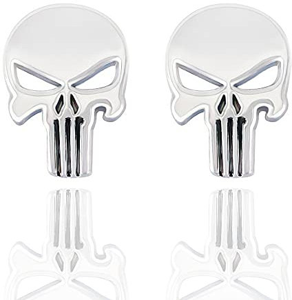 2 Stück Punisher Emblem Aufkleber 3D Metall Auto Aufkleber Schädel Auto Aufkleber Dekoration Auto Motorrad Fahrrad