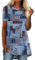 Damen Blumen Tunika für Leggings-Elegant Kurzarm Long Shirt Drucken Sommer Lang Bluse Übergröße Rundhals T-Shirts Lose Bequem Locker Tunika Tops Oversize Damenbluse