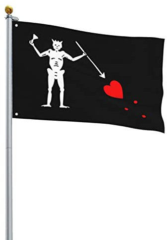 90X150cm Bandera Balcón Bandera Pirata Calavera Barbanegra Banderin Reforzada Banners Con Ojales Bandera Para Fiesta Hogar Jardin