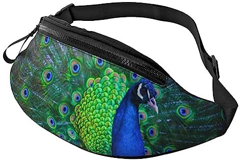 Bauchtasche mit Reißverschluss und Kopfhörerloch, mit verstellbarem Gürtel für Männer und Frauen, Wunderschöner Pfau, Einheitsgröße