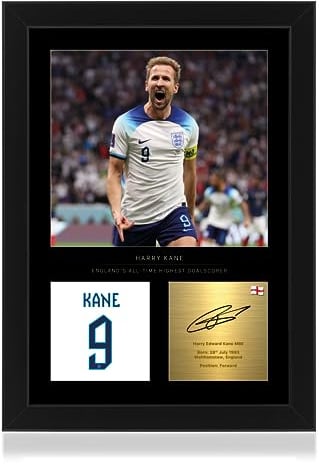 Win FC Gerahmtes Foto von Harry Kane – reproduzierte digitale Signatur – Geschenk für England Fußballfans