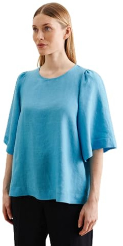 Seidensticker Damen Shirtbluse - Fashion Bluse - Regular Fit - Rundhalsausschnitt - Kurzarm - 100% Leinen