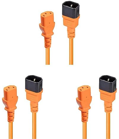 LINDY 30475 IEC C14 to IEC C13 Extension Power Cable, Orange, 2m (Pack of 3)