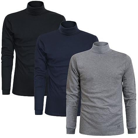 Sergio Tacchini Herren Rollkragen Pullover Turtleneck Warm, 3er Pack Mehrfarbig (Blau, Schwarz, Grau) M