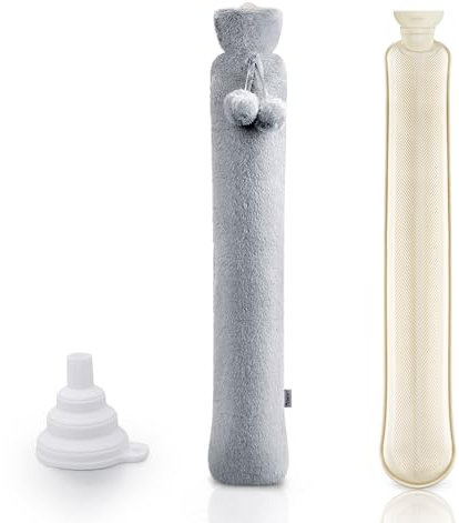 2L Lange Wärmflasche mit Weichem Bezug,Große Wärmflasche 73 x 13cm,Gummi Schlauch-Wärmflasche mit Einem Wassertrichter,Verhinderung von Undichtigkeiten Bettflasche für Nacken Schulter und Unterleib