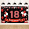 Koliphy 18. Geburtstagsdeko, 18. Happy Birthday Banner für Jungen Mädchen, Schwarz Rot Stoff 18 Geburtstagsbanner Hintergrund Party Dekoration Drinnen und Draußen