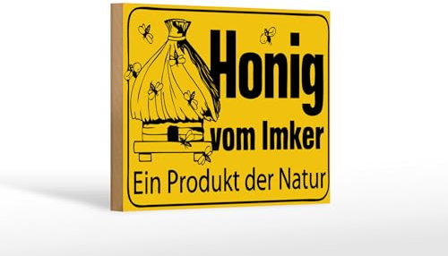 FEMER Holzschild Hinweis 18x12cm Honig vom Imker Naturprodukt
