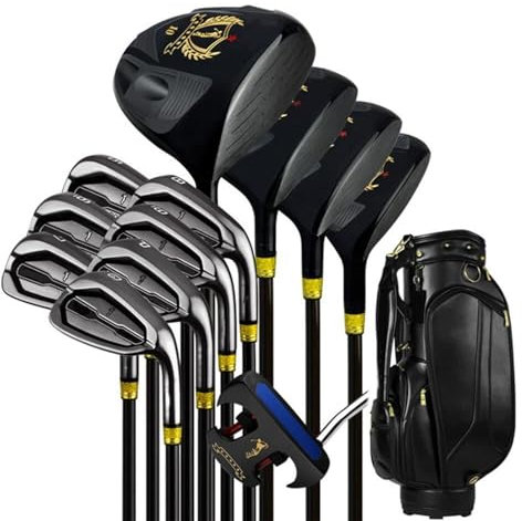 DEMCAY Products 13-piece Golf Club Set, Including No. 1 Wood, No. 3 Wood, No. 5 Wood, Iron Woods, 7 Irons, Putters, Golf Bag, Color:Black