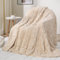Drewin Gewichtsdecke für Erwachsene, doppelseitig, gemütlich, weiche Fleece-Bettdecke für den Winter, 3D-Jacquard-Zopfmuster, warme gewichtete Decken mit Keramikperlen, Beige, 152,4 x 203,2 cm