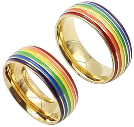 CENPEK 2 Stück Schwulenring, Regenbogenring, Lgbt-Ring, LGBT Gay Pride Regenbogenring, Ringe Gay, Damenring für Männer ist für viele Anlässe, Hochzeiten, Jubiläen geeignet