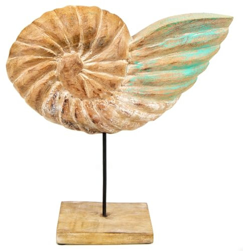 Logbuch-Verlag Große Deko Muschel aus Holz zum Hinstellen 28 x 31 x 9 cm maritimes Geschenk