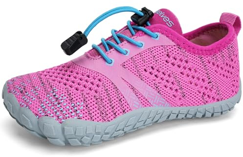 WateLves Barfussschuhe Kinder Mädchen Barfußschuhe Wasserschuhe Aqua Badeschuhe für Strand Pool Schnell Trocknen Wassersport Rrutschfester(Rose 31)