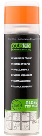 AutoTek Professional Warehouse Orange Spray Paint, Aerosol Spray, 300 ml