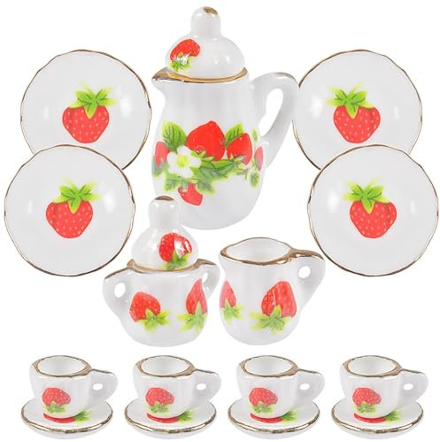 Auirshiky Vajilla de muñecas de porcelana, accesorios para casa de muñecas, accesorios para casa de muñecas, accesorios para casa de muñecas en miniatura, juego de muebles de simulación en miniatura,