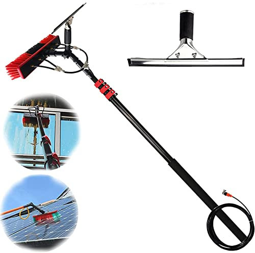 12-39FT Window Cleaning Pole Outdoor Water Fed Telescopic 2 in 1 Brush Squeegee Attachment Professional Extendable Cleaner Conservatory Roof Gutters,30FT/9M