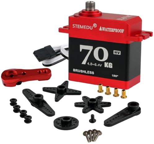 70KG Brushless Servo High Torque Digital RC Servo Motor BLS-HV70MG Waterproof All-Metal High Voltage 4.8~8.4V Steering Servo for 1:8 1:10 RC Car, Control Angle 180 Degree
