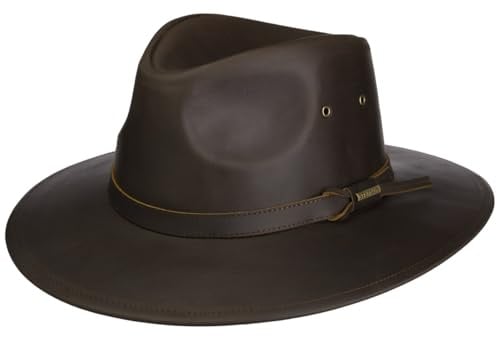Stetson Westernhut Buffalo Lederhut Herrenhut Sommer Winter Dunkelbraun XL (60-61 cm)