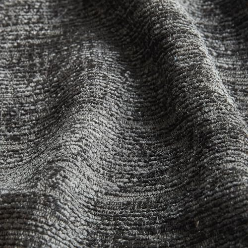 Brand New Plain Shimmering Chenille Velvet Upholstery Fabric (Charcoal/Grey, 1 Meter)