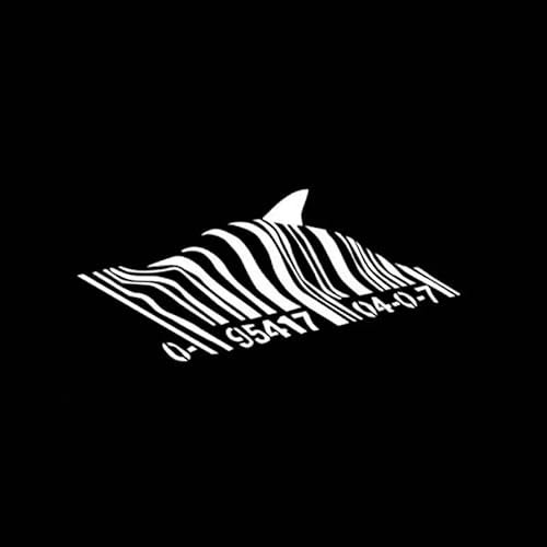 JIFENLI Autoaufkleber 16,8 cm * 7,5 cm Banksy Barcode SHARK Persönlichkeit Vinyl Auto Fenster Aufkleber Aufkleber Schwarz Silber