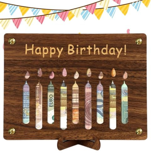 Furtryvl Porte-billets d'anniversaire en bois pour garçons et filles