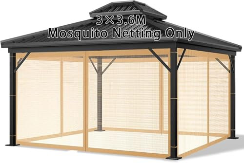 Moskitonetz Outdoor,4-Teilige Sonnenschirm Mesh Moskitonetz Balkon mit Reißverschluss für Pavillon Lodge oder Balkon Wird mit Einer tragenden Tasche geliefert mit Gewichtsbeutel(Grün, 300 cm x 360 cm)