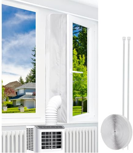 Oziral Joint de fenêtre pour climatiseurs, joint de fenêtre de climatiseur mobile, kit calfeutrage climatiseur, 4 m, Convient à toutes les unités de climatisation portables, facile à installer