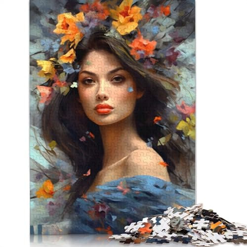 Puzzle für Erwachsene mit bemalter europäischer Frau, Lernspiele, Familienaktivitäten, Puzzle für Kinder ab 12 Jahren, 1000 Teile (75 x 50 cm)