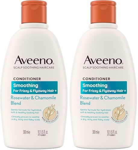 Aveeno Smoothing Rosewater and Chamomile Scalp Soothing Conditioner for Frizzy Hair 300ml (Pack of 2)